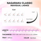 NAGARAKU J/B/C/CC/D/DD/L/LC/LD/N/M/LU Curl 7-25 mix premium natural mink individual eyelash extension makeup maquiagem cilios