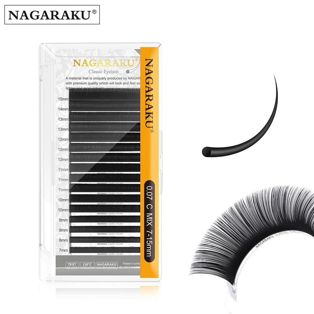NAGARAKU J/B/C/CC/D/DD/L/LC/LD/N/M/LU Curl 7-25 mix premium natural mink individual eyelash extension makeup maquiagem cilios