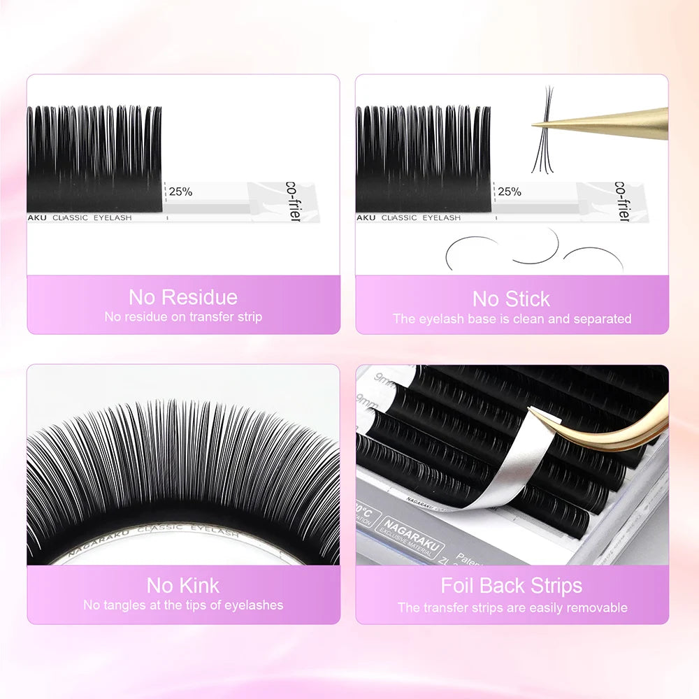 NAGARAKU J/B/C/CC/D/DD/L/LC/LD/N/M/LU Curl 7-25 mix premium natural mink individual eyelash extension makeup maquiagem cilios
