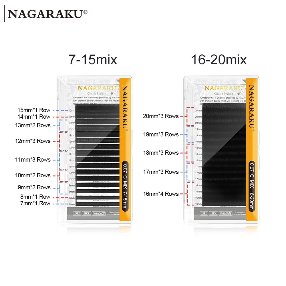 NAGARAKU J/B/C/CC/D/DD/L/LC/LD/N/M/LU Curl 7-25 mix premium natural mink individual eyelash extension makeup maquiagem cilios