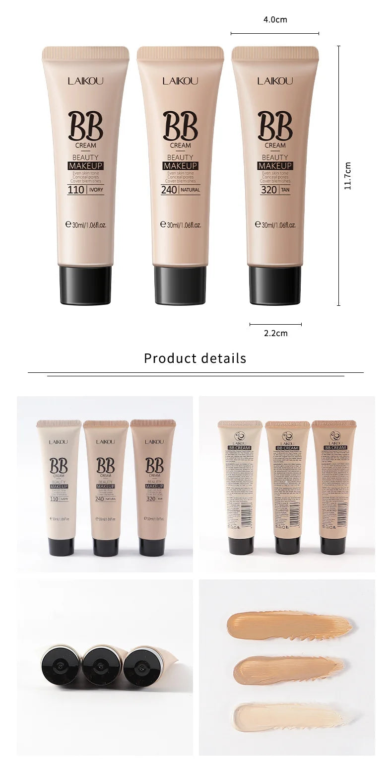 1 Pcs Face Liquid Foundation Moisturizing BB Cream Concealer Oil-control Full Coverage Flaw Waterproof Long Lasting Cosmetic