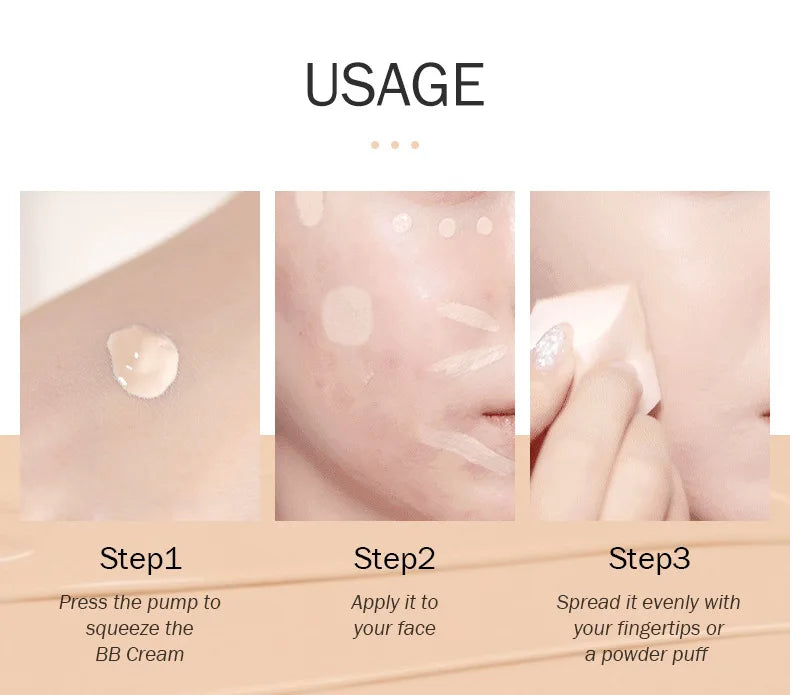 1 Pcs Face Liquid Foundation Moisturizing BB Cream Concealer Oil-control Full Coverage Flaw Waterproof Long Lasting Cosmetic