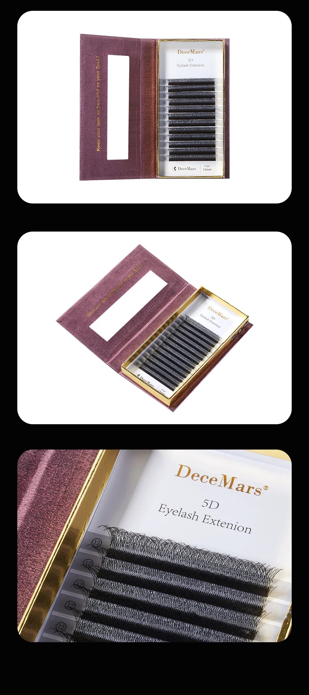 DeceMars 5D - W Shaped Eyelash Extension (12line/Tray)