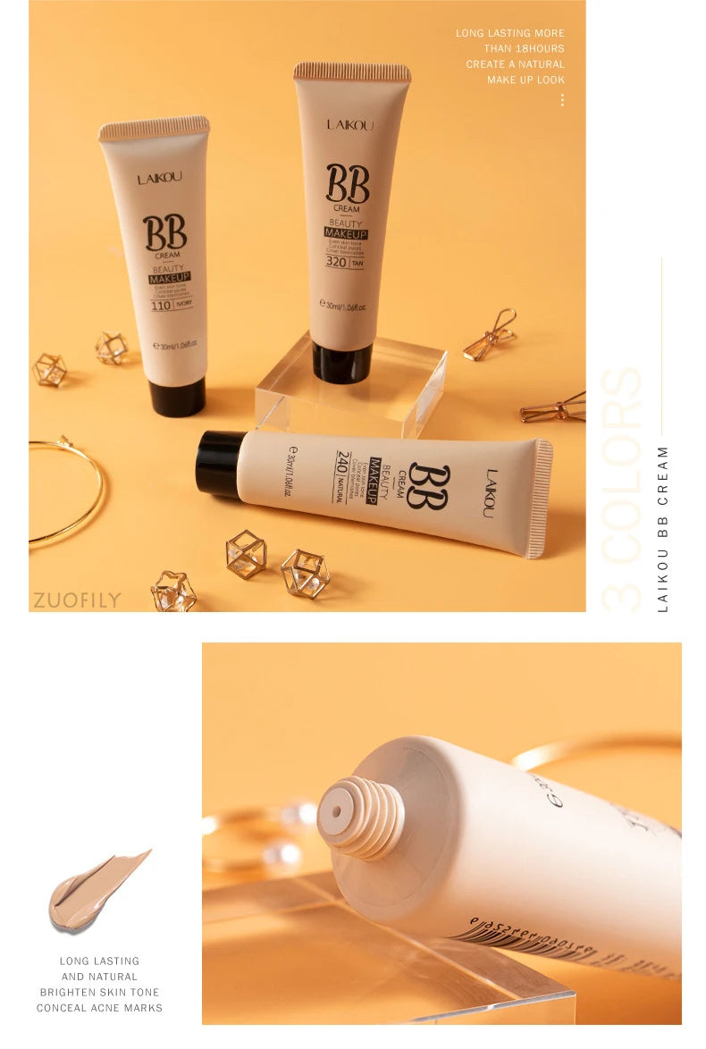 1 Pcs Face Liquid Foundation Moisturizing BB Cream Concealer Oil-control Full Coverage Flaw Waterproof Long Lasting Cosmetic