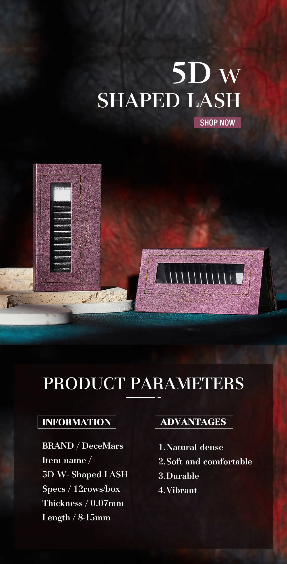 DeceMars 5D - W Shaped Eyelash Extension (12line/Tray)