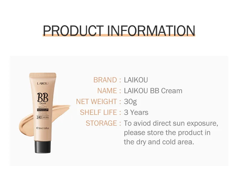 1 Pcs Face Liquid Foundation Moisturizing BB Cream Concealer Oil-control Full Coverage Flaw Waterproof Long Lasting Cosmetic