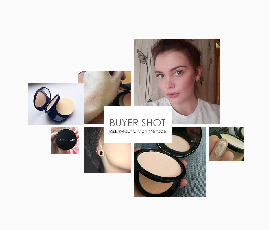 Mineral Face Pressed Oil Control Natural Foundation Powder 3 Colors Smooth Finish Concealer Setting