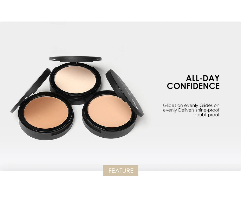 Mineral Face Pressed Oil Control Natural Foundation Powder 3 Colors Smooth Finish Concealer Setting