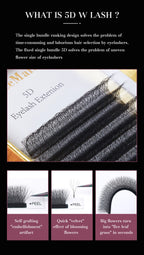 DeceMars 5D - W Shaped Eyelash Extension (12line/Tray)