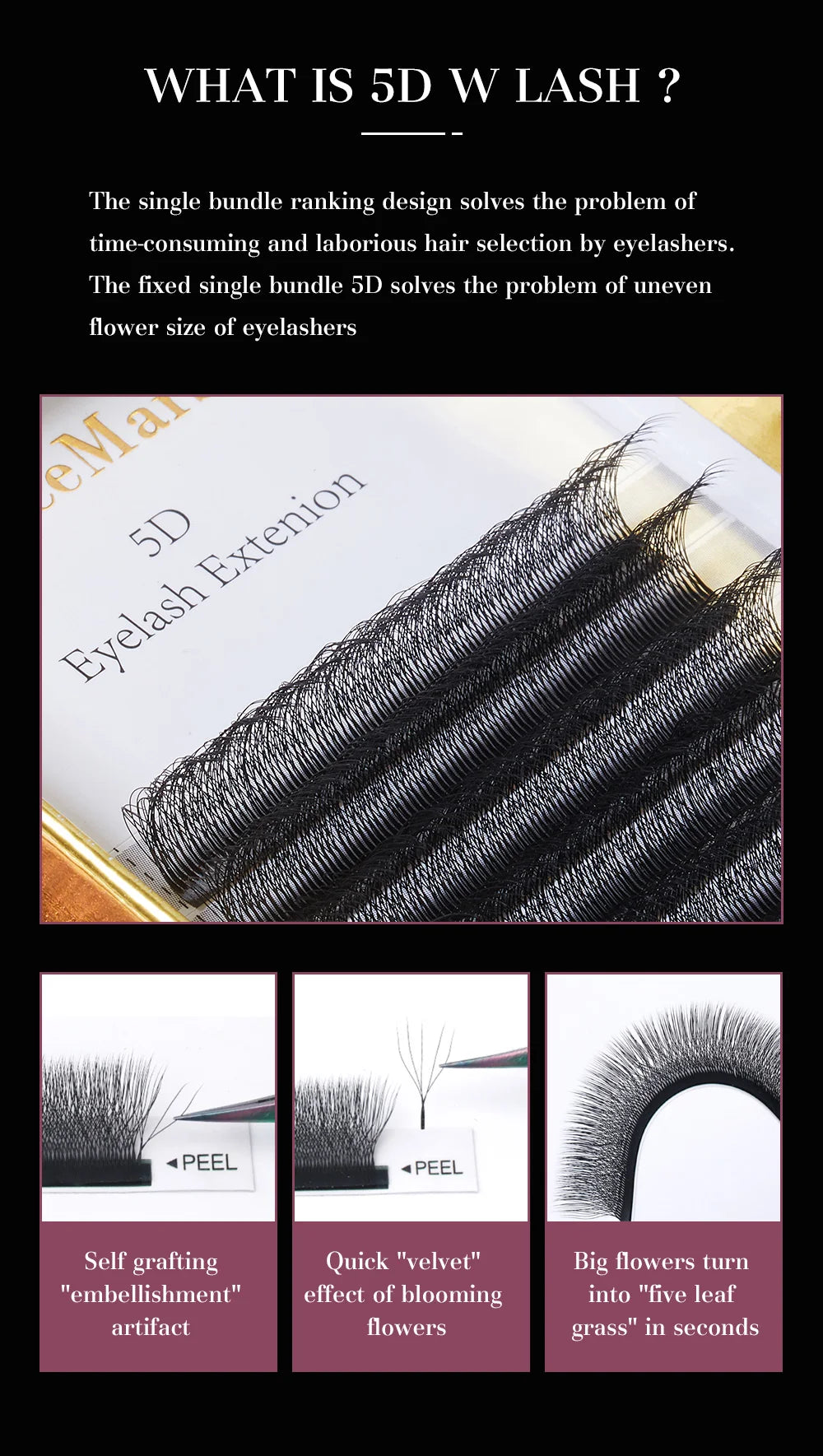DeceMars 5D - W Shaped Eyelash Extension (12line/Tray)