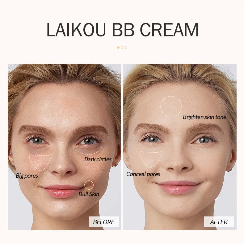 1 Pcs Face Liquid Foundation Moisturizing BB Cream Concealer Oil-control Full Coverage Flaw Waterproof Long Lasting Cosmetic