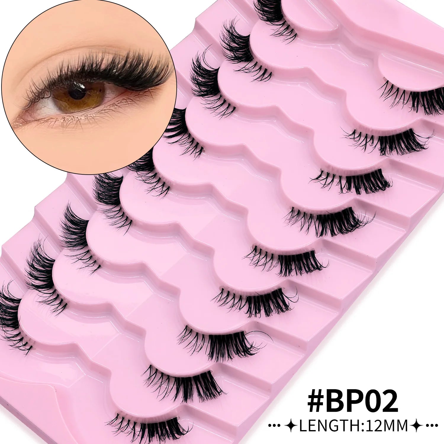 GROINNEYA Half Lashes Natural Fake Lashes Wispy Cat Eye Lashes Clear Band Accent Short False Eyelashes Make up