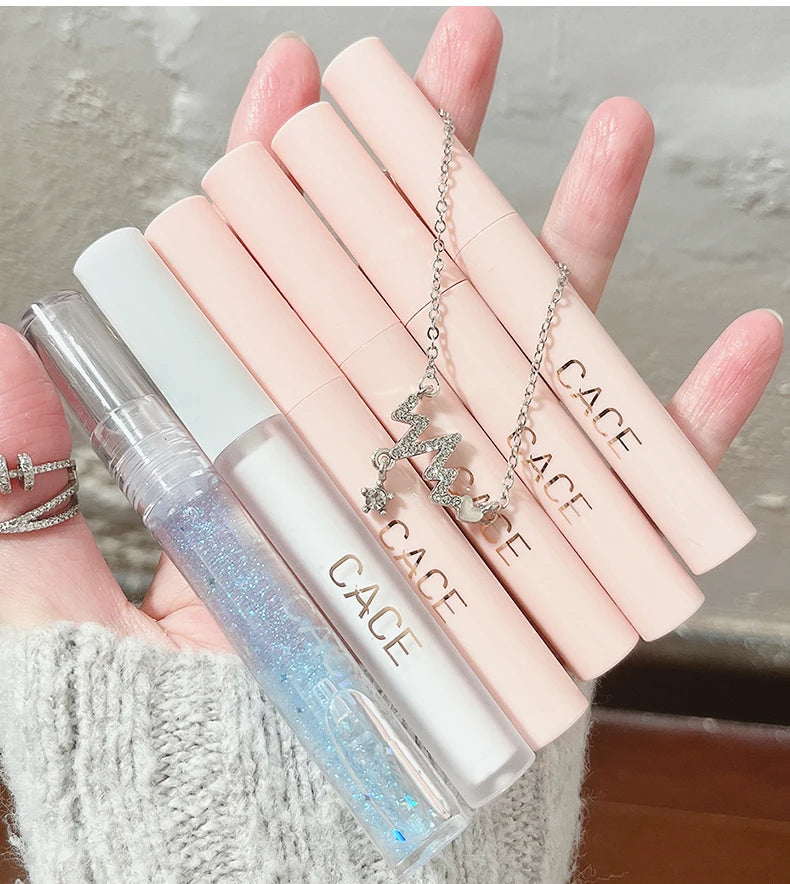 CACE Matte Liquid Lipstick Makeup Sets 4 Colors Lipgloss And 1pc Transparent Lipgloss And 1pc Lip Balm Plumper And Necklace Gift