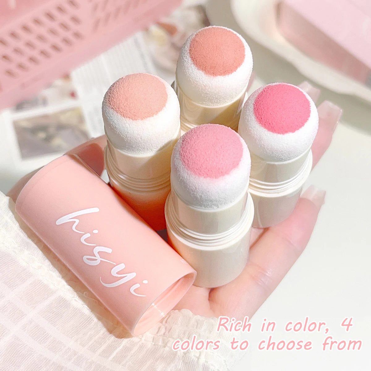 HISYI Yunrou Soft Fog Blush Stick - Energetic and Bouncy, Korean Style, Brightening, Dual-Use for Lips and Cheeks