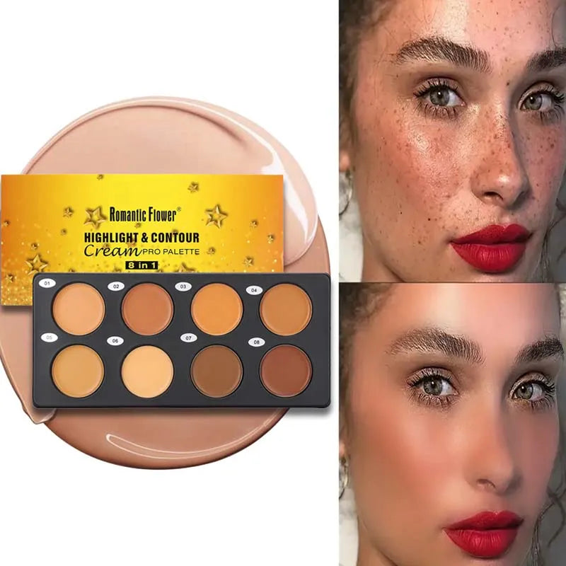 Waterproof Pressed Powder For Dark Skin Brighten Face Contouring Concealer Natural Matte Bronzer Cream Makeup Palette For Women