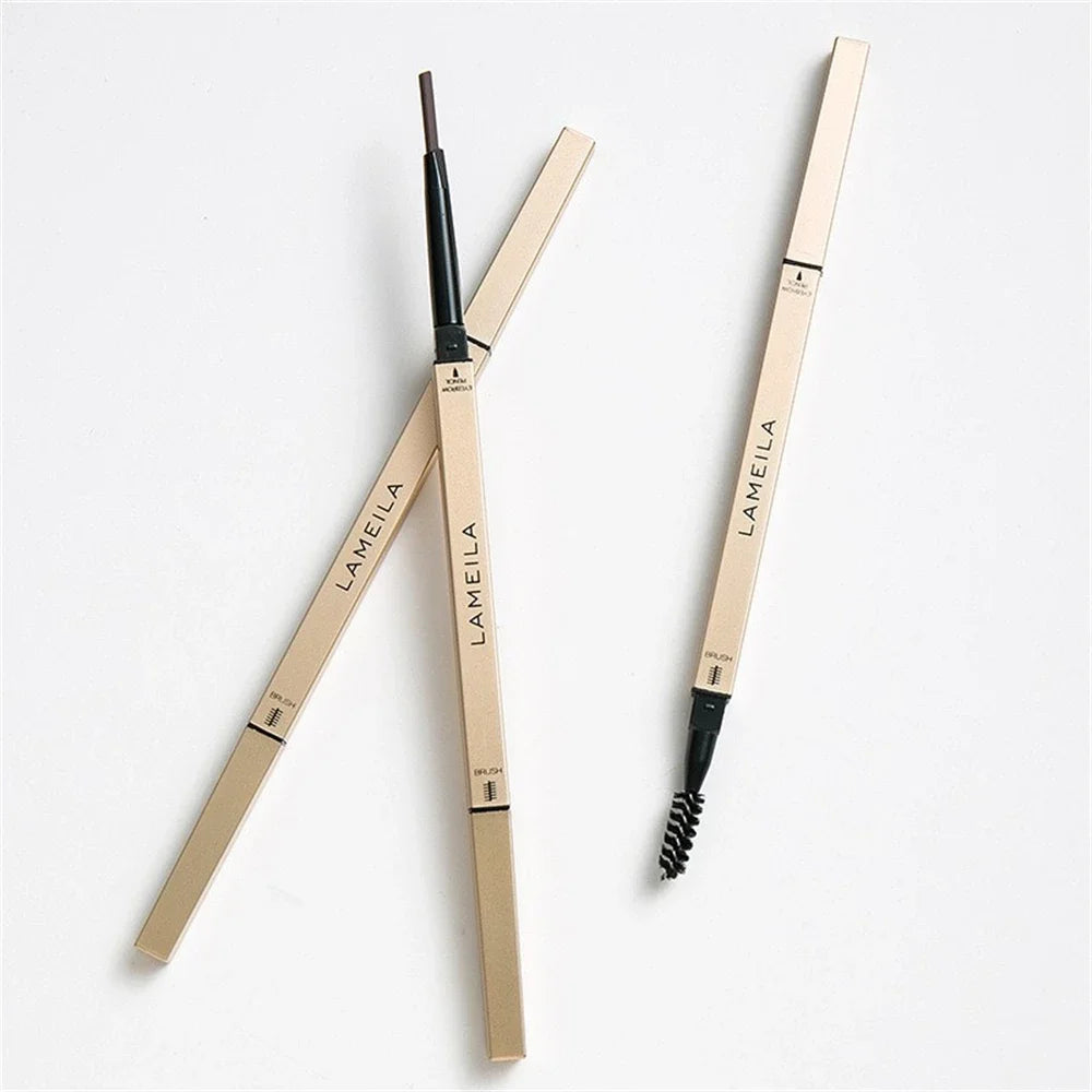 5 Colors With Brush Double Head Eyebrow Pencil Waterproof Smooth Eyebrow Stick Sweatproof Eyebrow Gel Tattoo Pencil Cosmetics