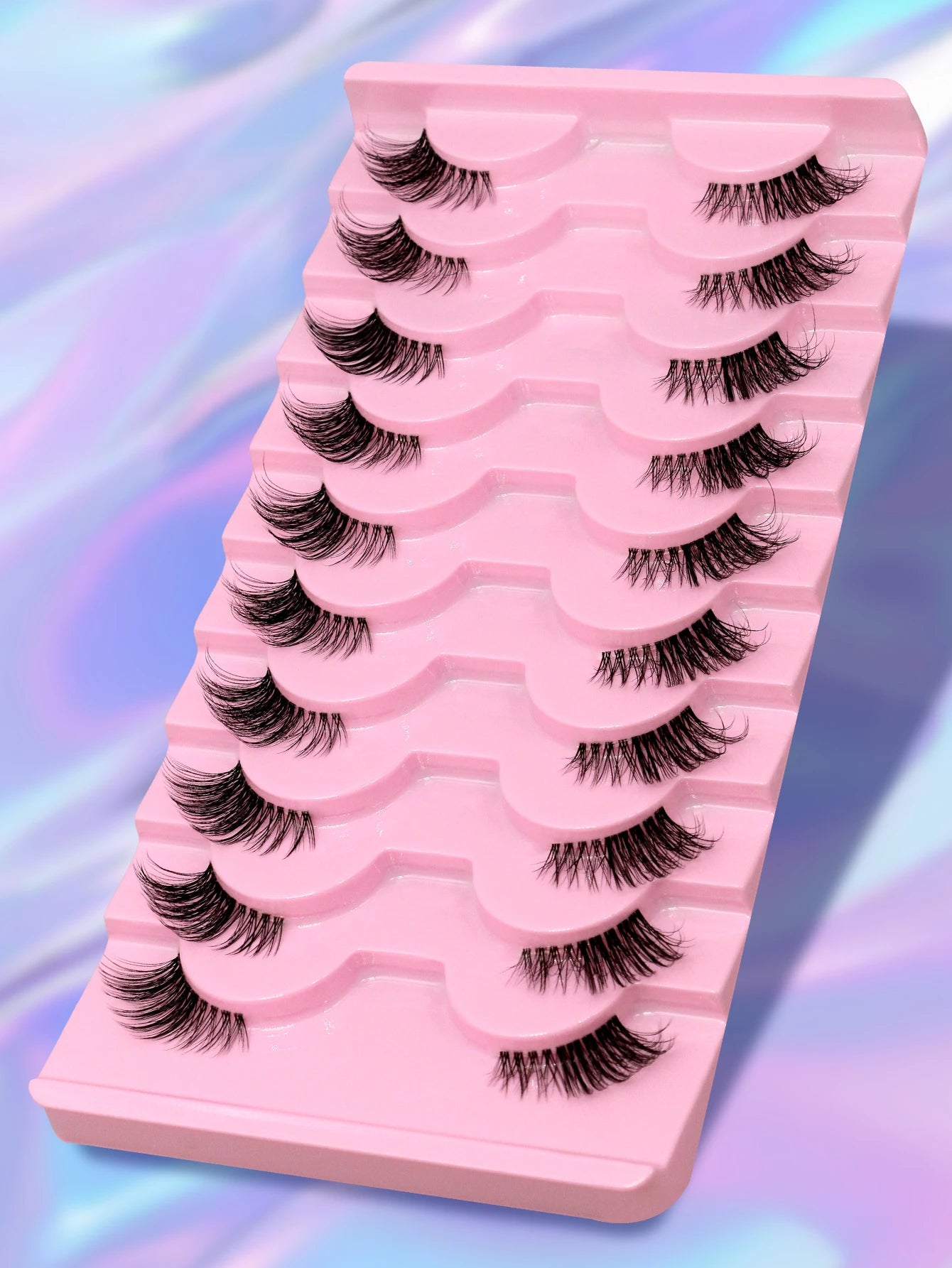 GROINNEYA Two Boxs Half Eyelashes Natural Fluffy Cat Eye Lashes Soft Wispy Faux Mink Lashes Winged End Eye Elongated Eyelashes