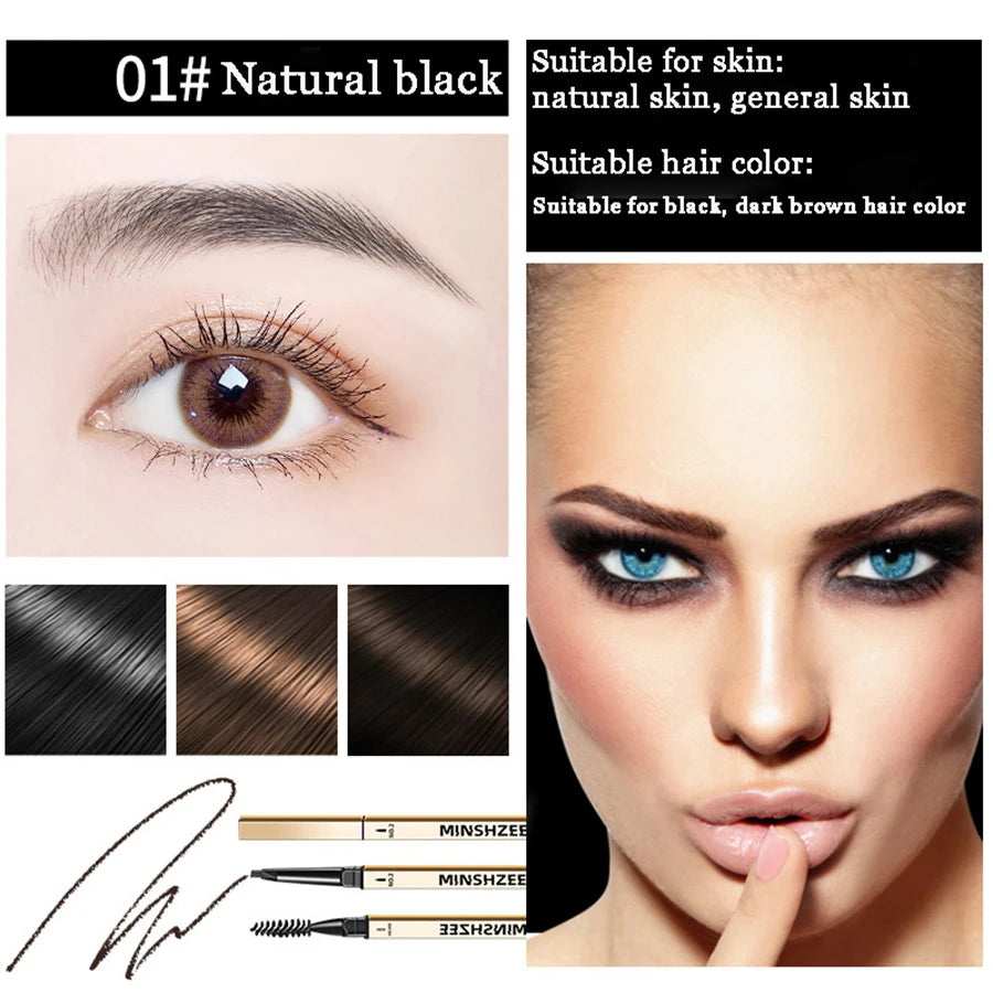 Waterproof Matte Eyebrow Pen Makeup Double Head Lasting Brown Non-Smudged Eye Brow Pencil Tint with Brush Cosmetics
