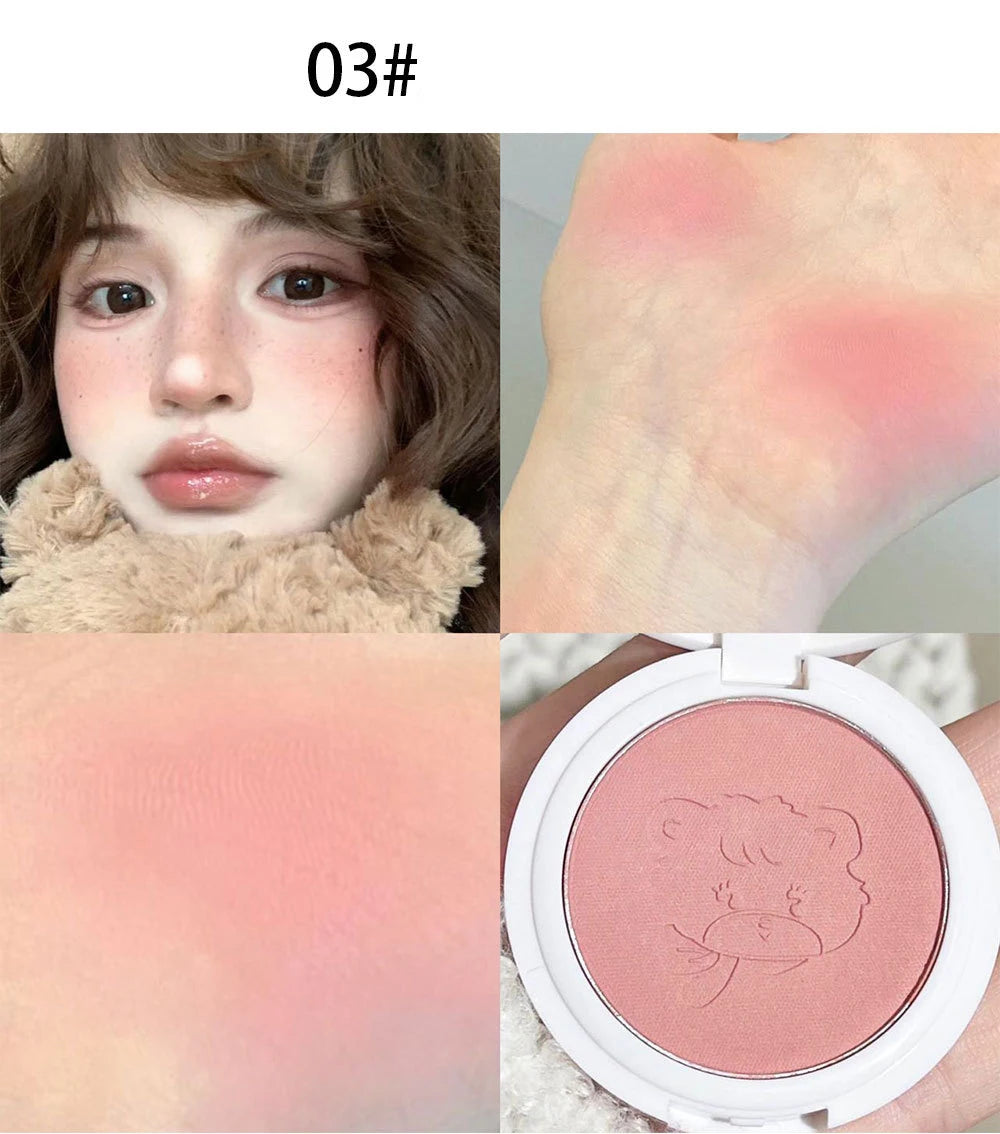 Monochrome Cute Blusher Peach Milk Pink Cream Natural Cheek Tint Brighten Waterproof Matte Face Contouring Blush Palette Makeup
