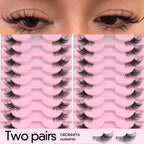 GROINNEYA Two Boxs Half Eyelashes Natural Fluffy Cat Eye Lashes Soft Wispy Faux Mink Lashes Winged End Eye Elongated Eyelashes