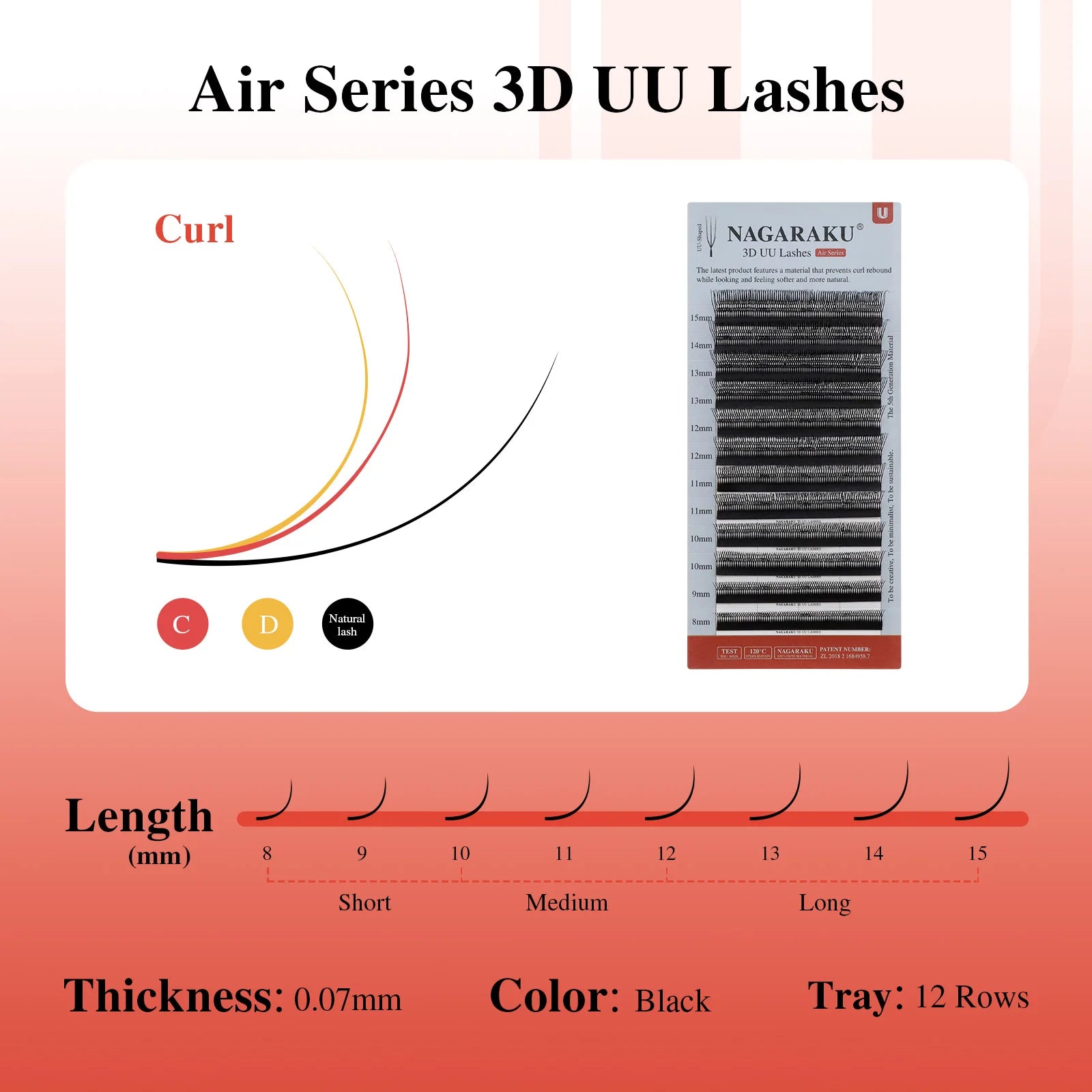 NAGARAKU 2D 3D UU Lashes U Shape Eyelash Premium Soft YY Eyelashes Extension Makeup Mesh Net Cross Volume Eyelash