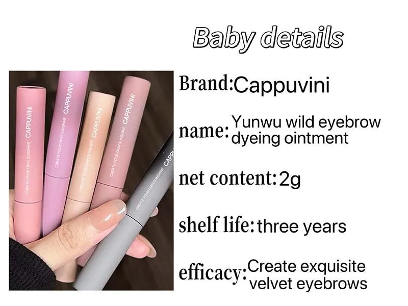 Cappuvini Cloud Mist Eyebrow Tint Non-Smudge Natural 3D Waterproof Quick-Drying Eyebrow Dyeing Cream Cosmetics