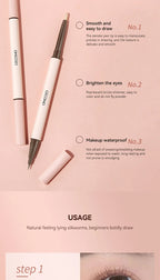 GECOMO 3D star eye double head silkworm pen, keep makeup lasting, waterproof and not easy to stain, brighten