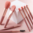 Set of 8 Soft Bristle Make Up Brushes Premium Synthetic With Bag Eyeshadow Brush Eye Facial Beauty Foundation Brush