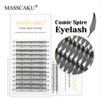 MASSCAKU 0.05mm Thickness Synthetic Mink Manga Anime Comic Spire Lashes 8-15mm Mix Length Feather Shape False Eyelash Bundles