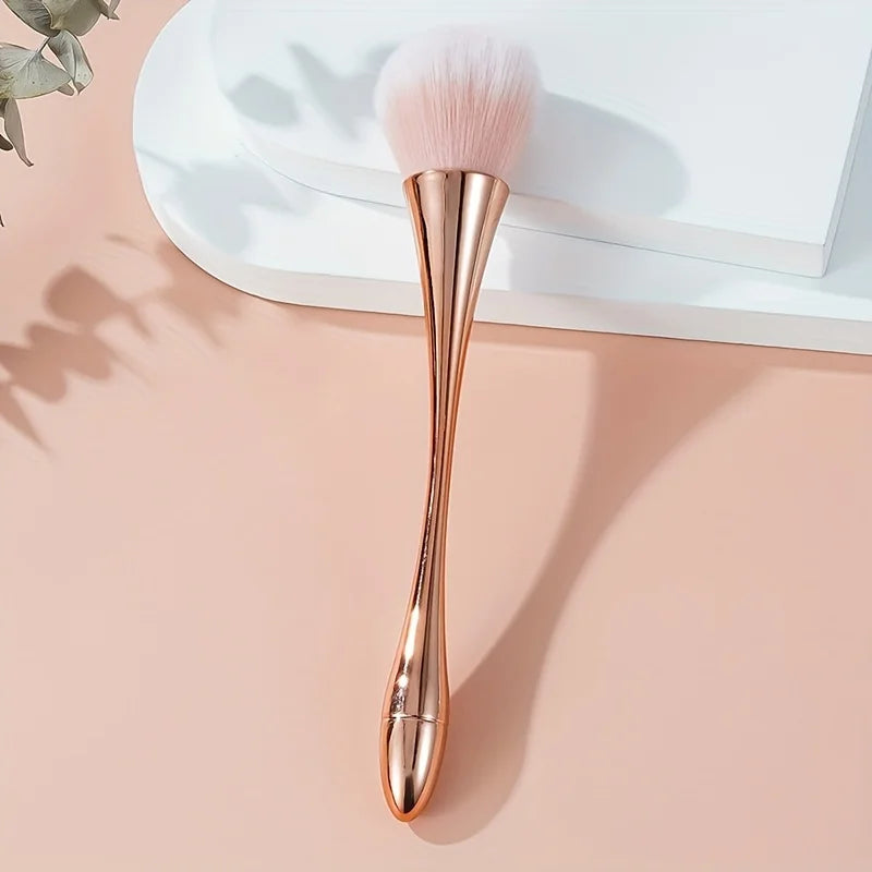 Rose Golden Fan Makeup Brush,Cosmetic Brush Loose Powder Brush ,Highlighting Brush Blush Brush-Soft Hair Makeup Fixing