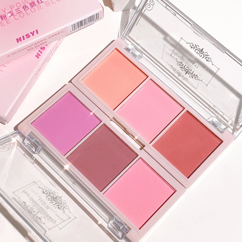 HISYI three-color blush natural color rendering delicate non-flying powder matte rouge holding makeup clear vitality girl blush