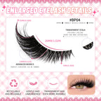 GROINNEYA Half Lashes Natural Fake Lashes Wispy Cat Eye Lashes Clear Band Accent Short False Eyelashes Make up