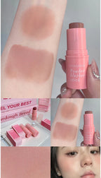 SHAQINUO Energizing Blush Stick - Natural Matte Finish, Creamy Texture, Easy to Blend for a Youthful Glow