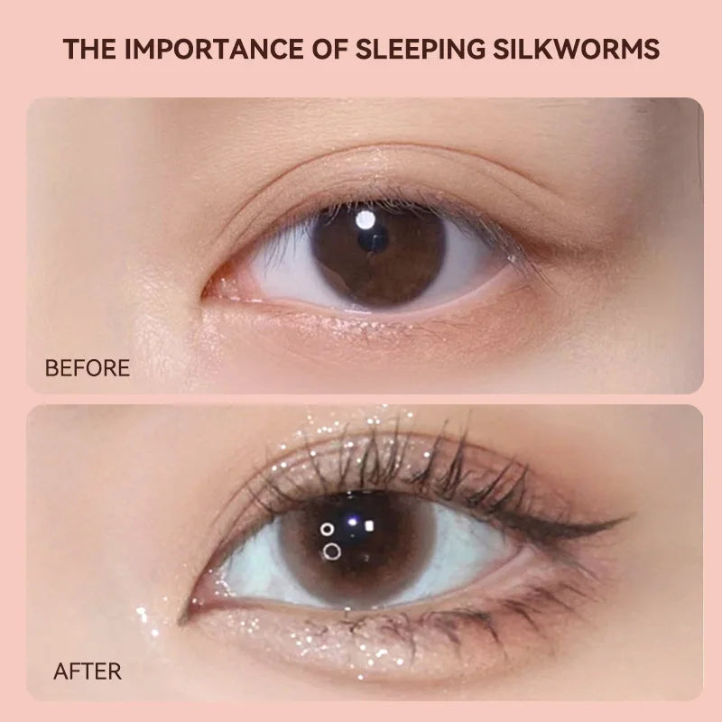 GECOMO 3D star eye double head silkworm pen, keep makeup lasting, waterproof and not easy to stain, brighten