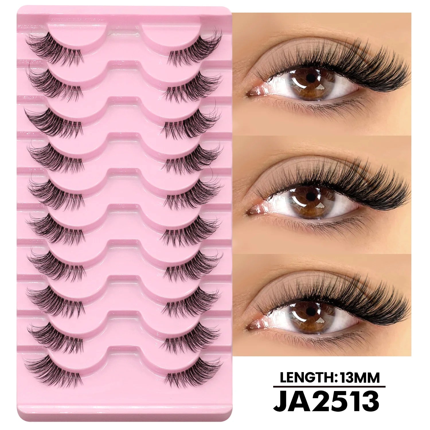 GROINNEYA Two Boxs Half Eyelashes Natural Fluffy Cat Eye Lashes Soft Wispy Faux Mink Lashes Winged End Eye Elongated Eyelashes