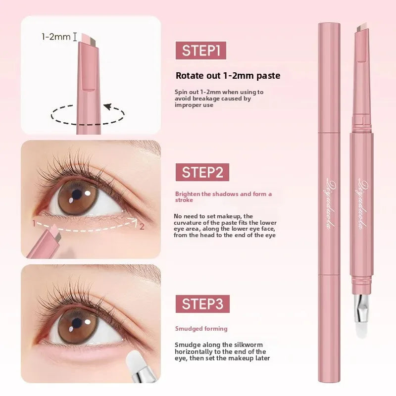 Brightening Aegyo Sal Pencil Waterproof Natural Dual-Color Lying Silkworm Under-Eye Highlighter Shadow Pen Contour Eye Makeup