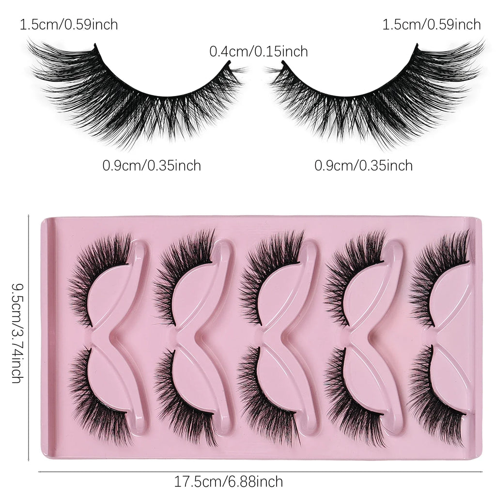 5 Pairs Cat Eye Lashes Wispy Fake Lashes Fluffy Cat Eye Lashes Extensions False Eyelashes