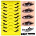 GROINNEYA Half Lashes Natural Fake Lashes Wispy Cat Eye Lashes Clear Band Accent Short False Eyelashes Make up