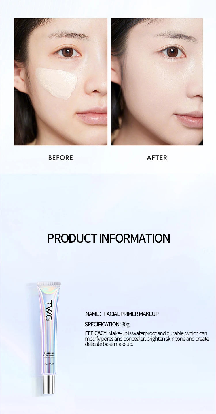 Makeup Primer Base,Moisturizing Isolation Concealer Foundation Invisible Pores Facial Base Brightens Skin Tone Makeup Cosmetics