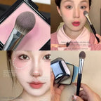 1/2Pcs Peach Heart Blusher Brush - Small Flat Precise for Powder/Cream/Liquid Blush, Makeup Tool