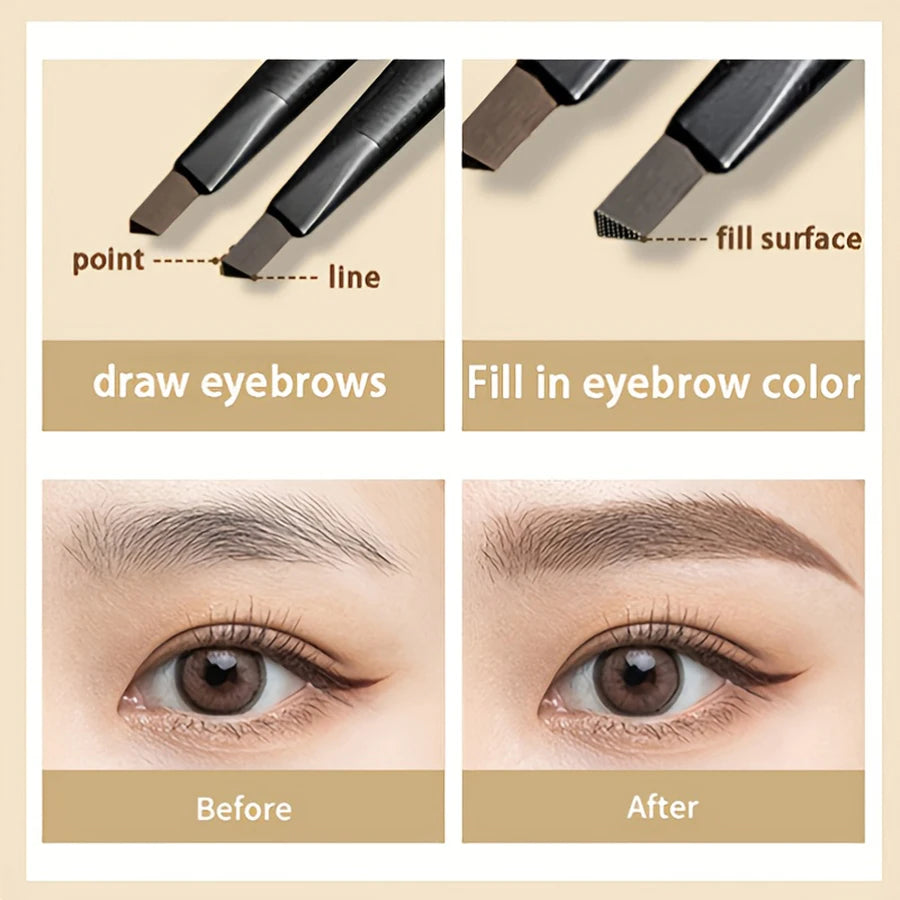 Waterproof Matte Eyebrow Pen Makeup Double Head Lasting Brown Non-Smudged Eye Brow Pencil Tint with Brush Cosmetics