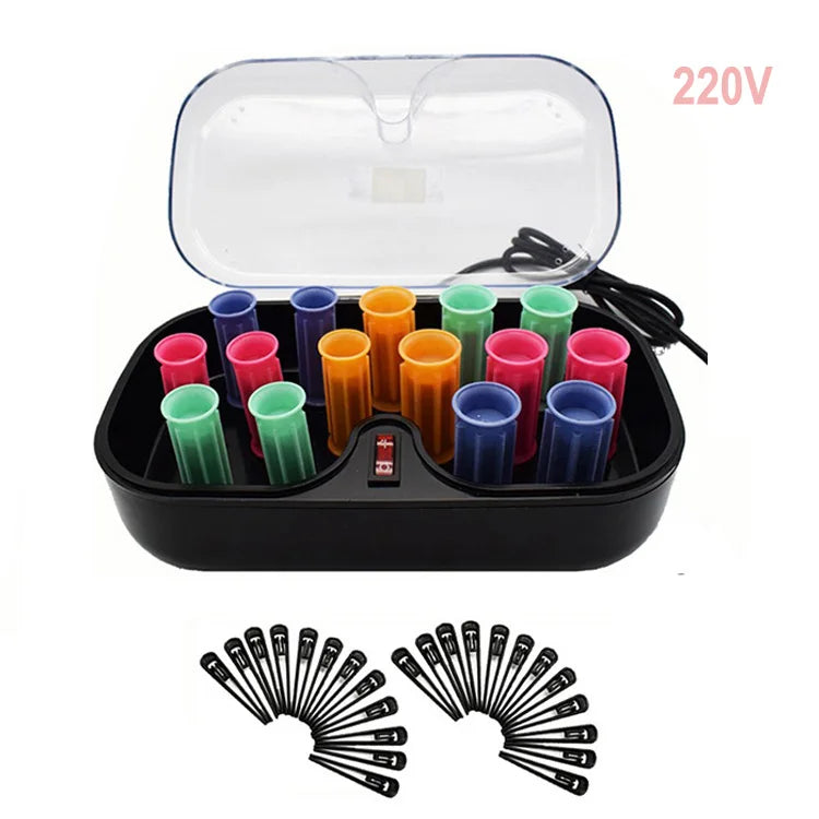 15pcs Hot Rollers Set Ceramic Hot Hair Curlers Hair Sticks Tubewith Gloves Clips For Dry Wet Long Short Hair Curly