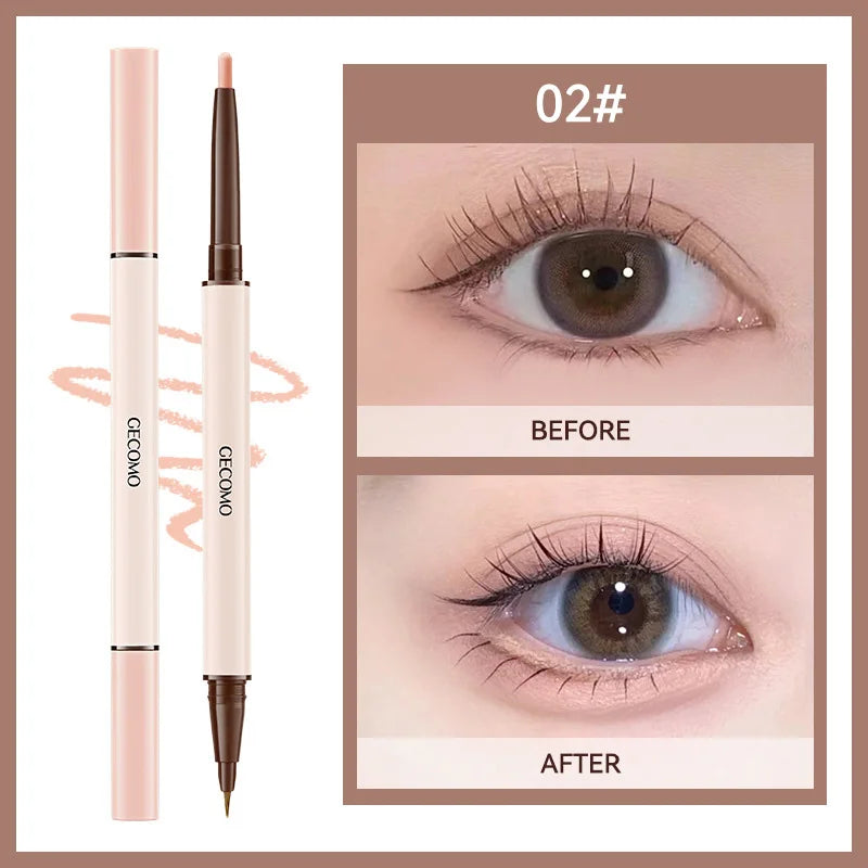GECOMO 3D star eye double head silkworm pen, keep makeup lasting, waterproof and not easy to stain, brighten
