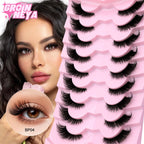 GROINNEYA Half Lashes Natural Fake Lashes Wispy Cat Eye Lashes Clear Band Accent Short False Eyelashes Make up