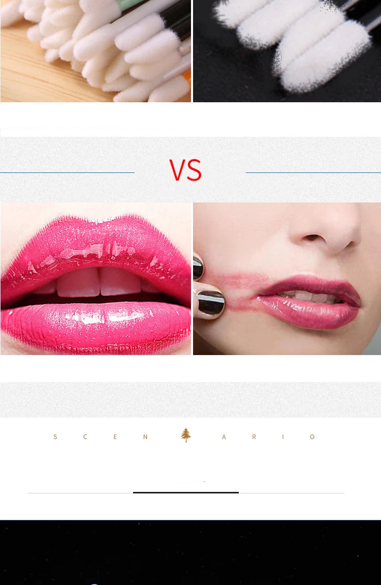 50 Pcs Disposable Lip Brush Makeup Tools Hollow Lip Wands Nylon Lip Gloss Stick Applicator Lipstick Wands Set Cosmetic Tools