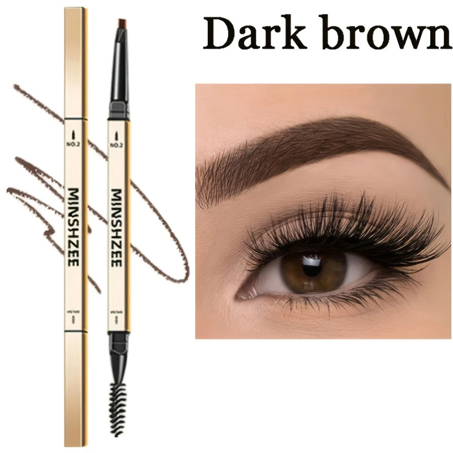 Waterproof Matte Eyebrow Pen Makeup Double Head Lasting Brown Non-Smudged Eye Brow Pencil Tint with Brush Cosmetics