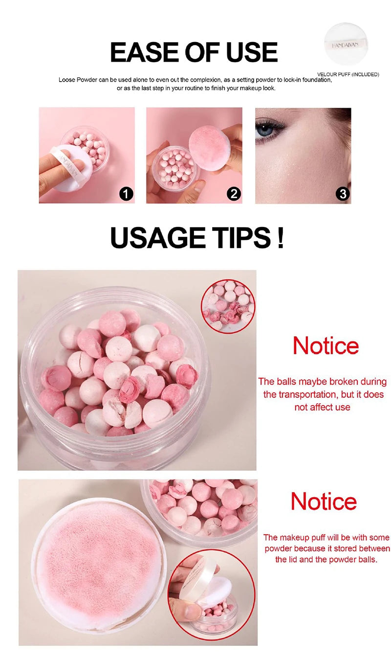 Oil Control Pressed Setting Loose Powder Balls Bronzer Natural Brighten Waterproof Nude Setting Translucent Powder Korean Makeup