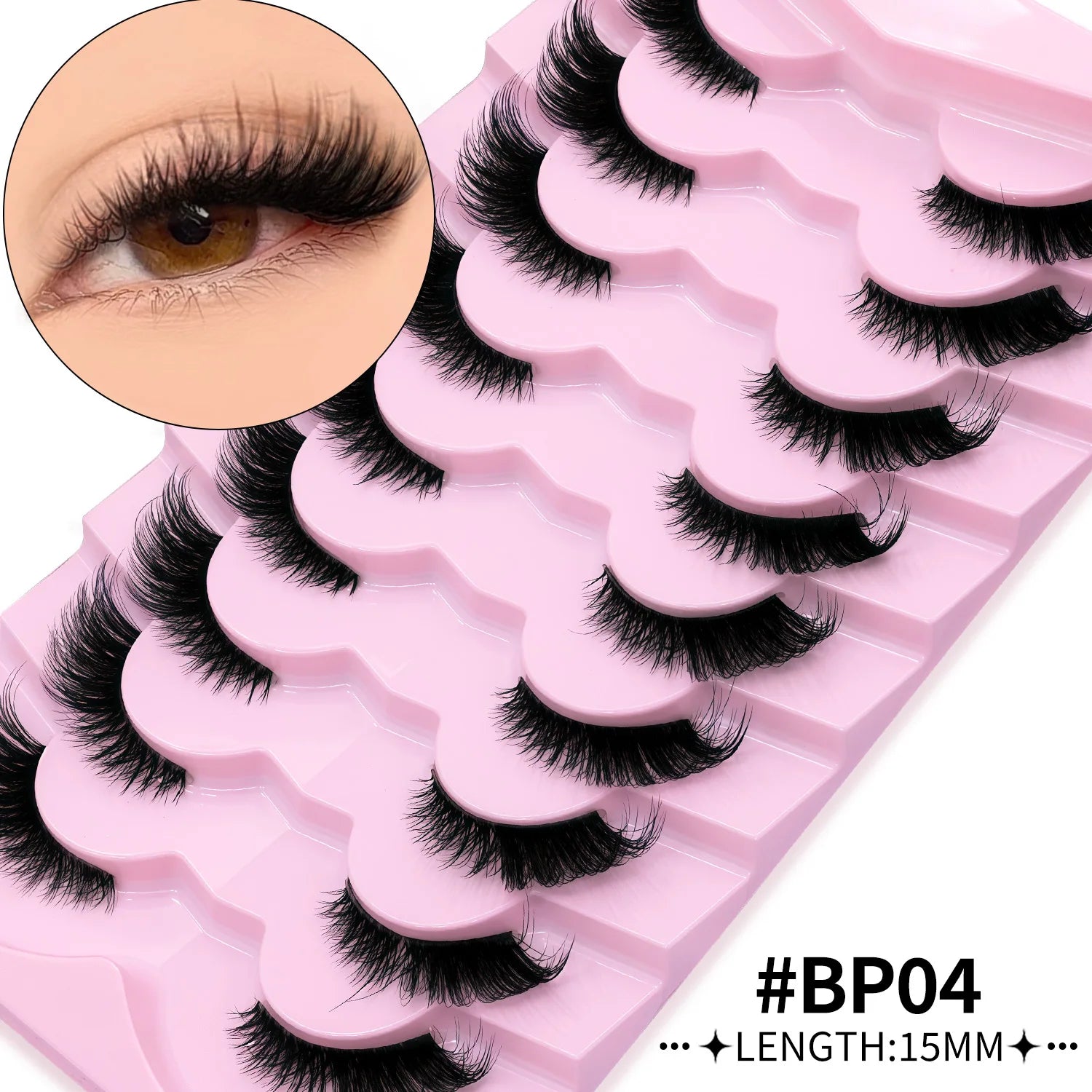 GROINNEYA Half Lashes Natural Fake Lashes Wispy Cat Eye Lashes Clear Band Accent Short False Eyelashes Make up