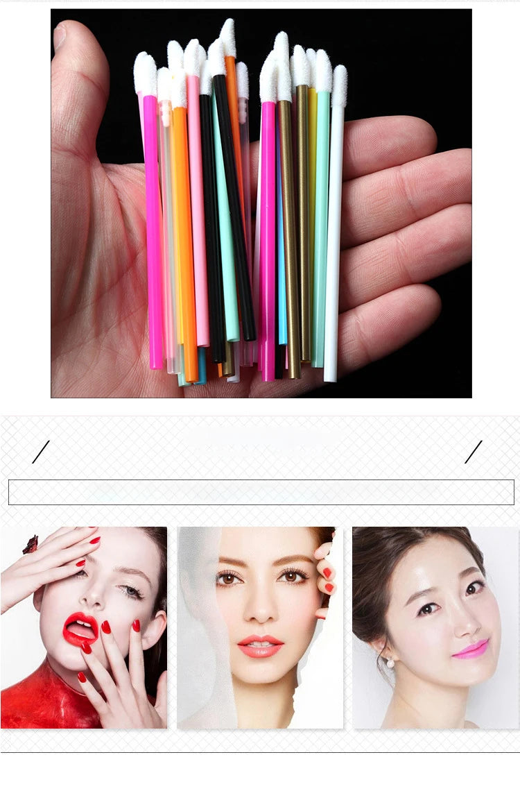 50 Pcs Disposable Lip Brush Makeup Tools Hollow Lip Wands Nylon Lip Gloss Stick Applicator Lipstick Wands Set Cosmetic Tools
