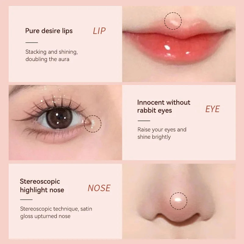 GECOMO 3D star eye double head silkworm pen, keep makeup lasting, waterproof and not easy to stain, brighten